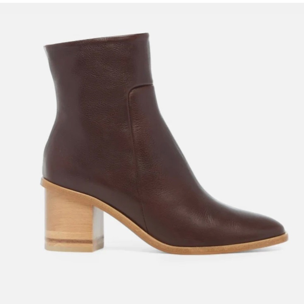 Coclico Bebe Boot Castagno Leather Block Wood Heel Ankle Boots Women 40.5 US 9.5